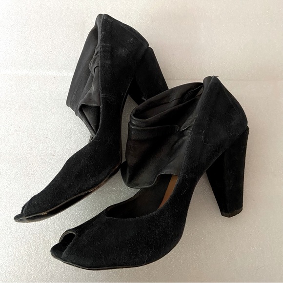 Coclico Black Suede and Leather Peeptoe Heels - Picture 5 of 7